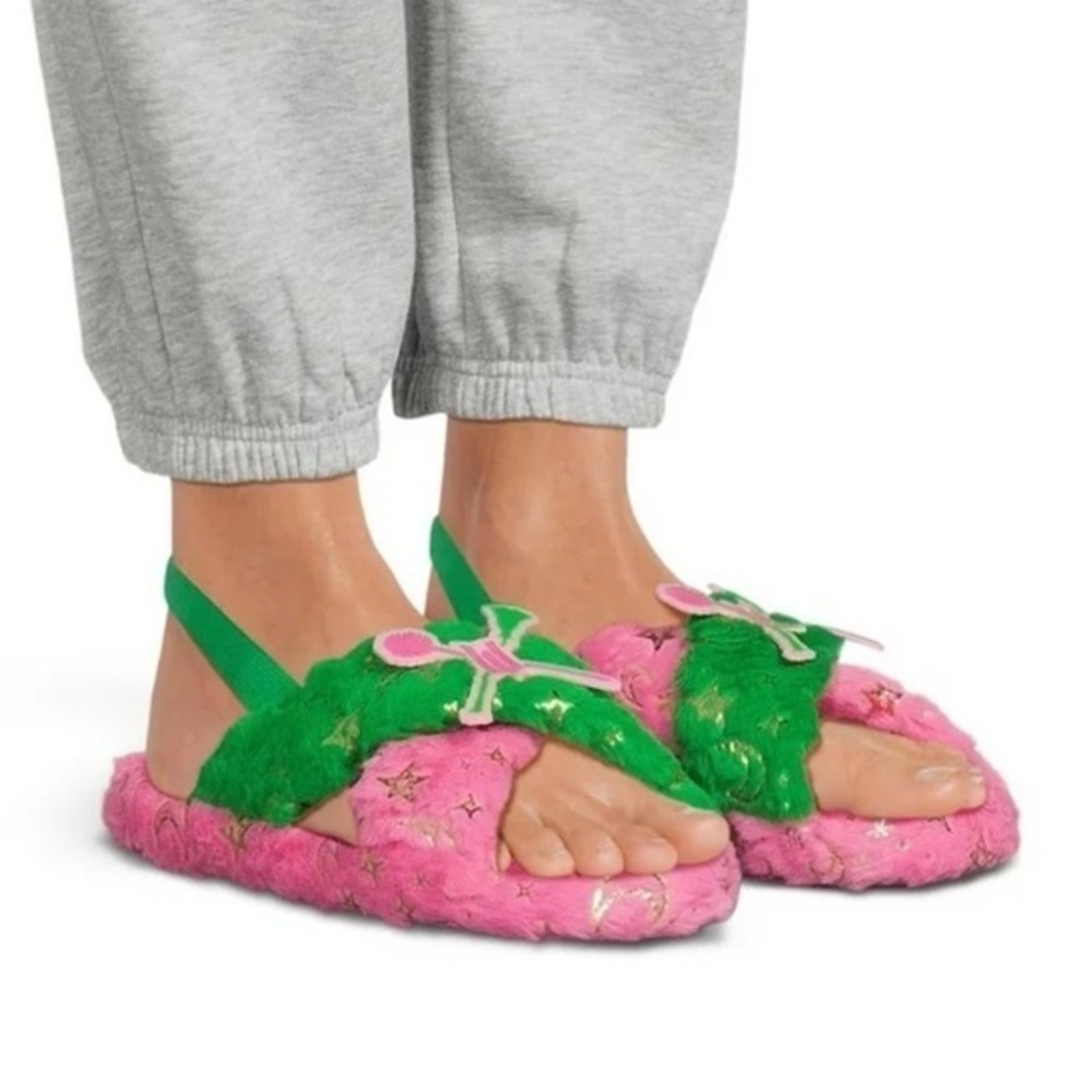 ▶️ Wicked ◀️ Celestial Stars Pink Green slippers